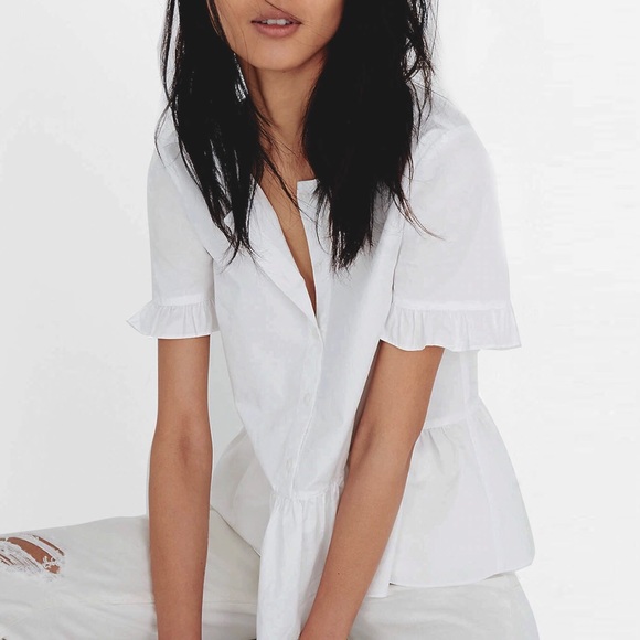 Madewell Tops - NWT Madewell Studio Ruffle-Hem Top White, size M